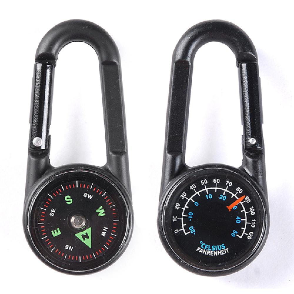 Compass Keychain Mini - Moschettone con Mini Bussola e Termometro,